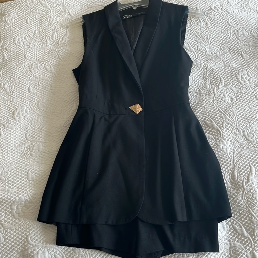 Black Romper with Gold button